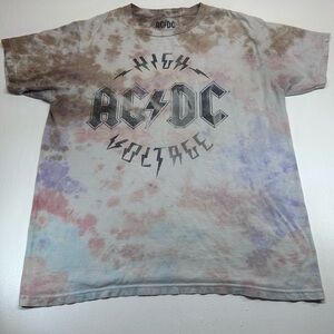 AC/DC Pastel Tie-Dye 'High Voltage' Tee - Brown, Pink, Purple, Blue